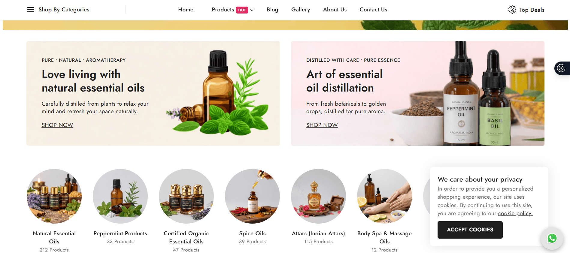 India Aromalis essential oils store